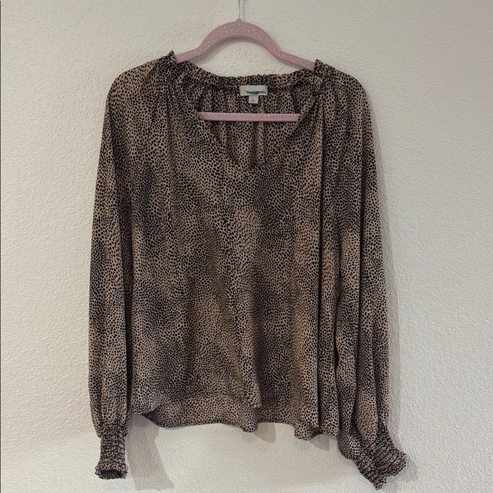 Allison Joy Smocked Cuffed Sleeve Blouse